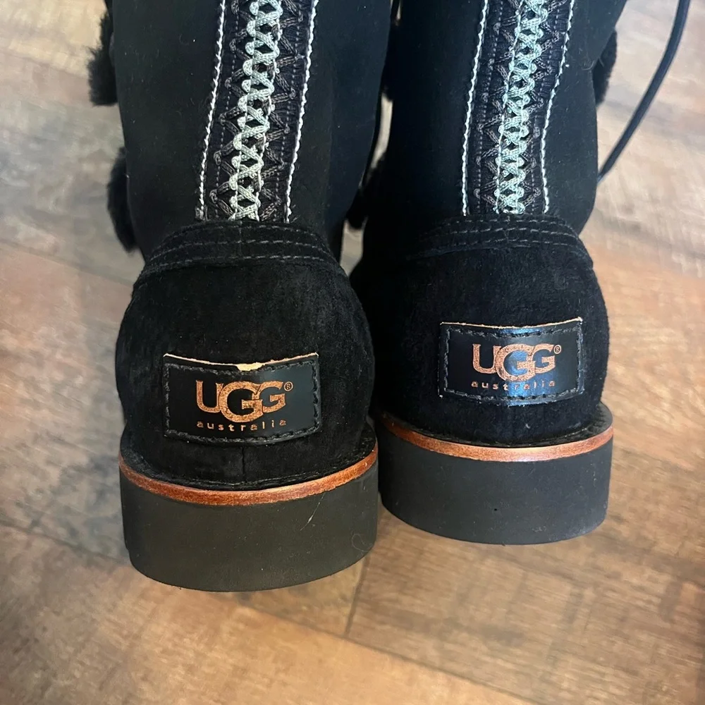 UGG Never Worn Black Suede Boots with Stitch Detail - Picture 5 of 8